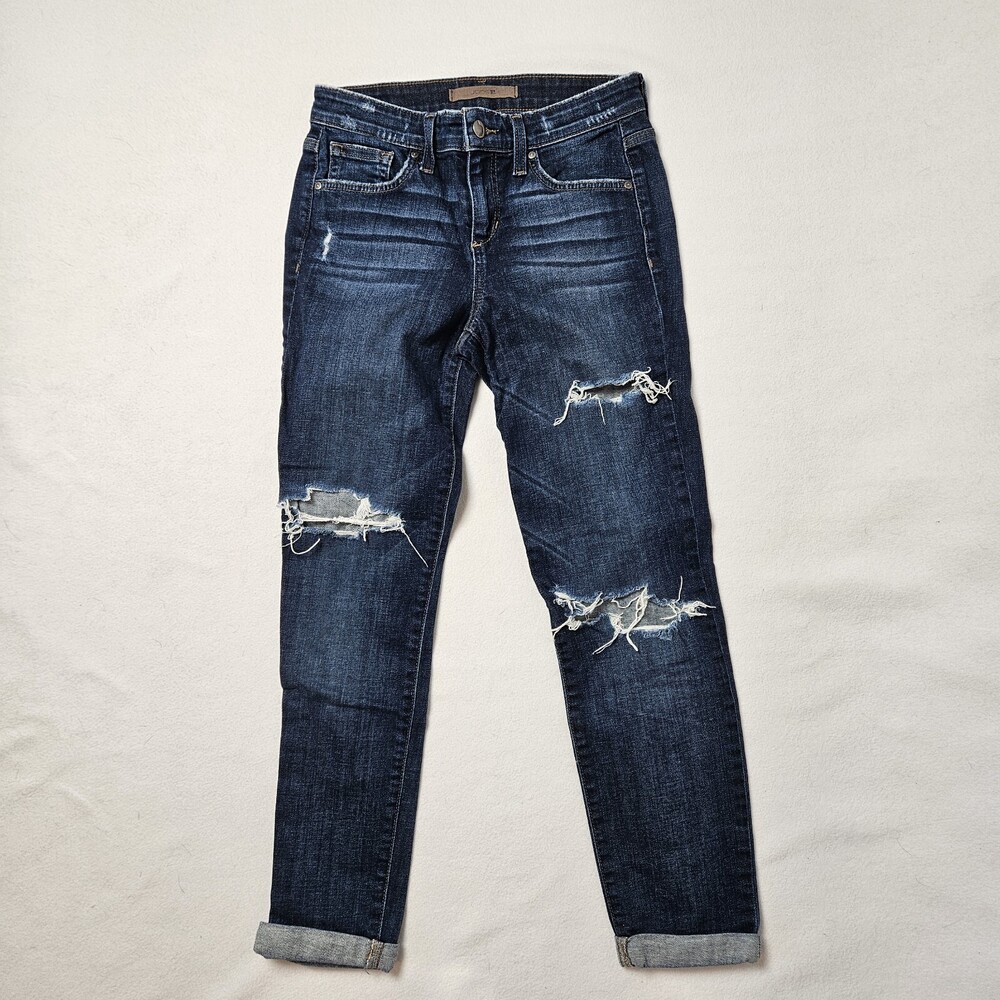 Joes Jeans Womens 25 (27x26)Blue Stretch Denim Donna Straight Crop Distressed
